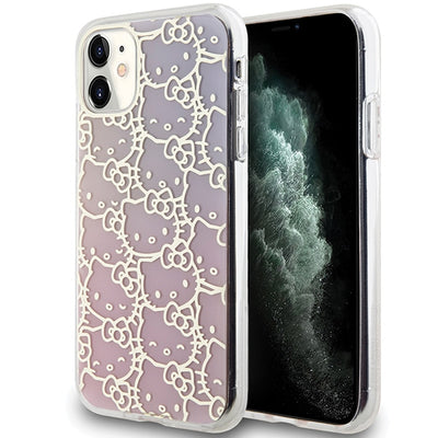 Husa Hello Kitty IML Gradient Electrop Crowded Kitty Head pentru iPhone 11 / Xr - Roz