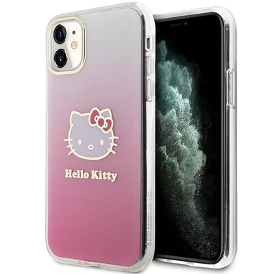 Husa Hello Kitty IML Gradient Electrop Kitty Head pentru iPhone 11 / Xr - Roz