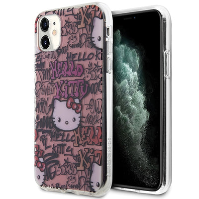 Husa Hello Kitty IML Tags Graffiti pentru iPhone 11 / Xr - Roz