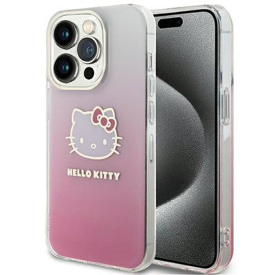 Husa Hello Kitty IML Gradient Electrop Kitty Head pentru iPhone 14 Pro - Roz