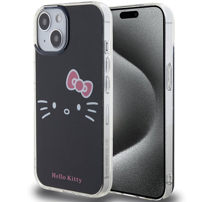 Husa Hello Kitty IML Kitty Face pentru iPhone 15 - Negru