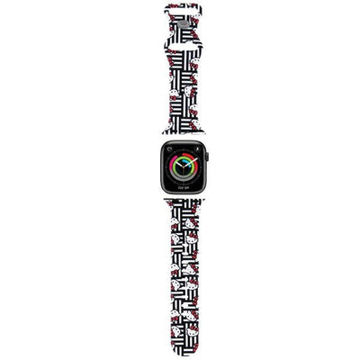 Curea Hello Kitty Silicone Heads & Stripes pentru Apple Watch 38/40/41mm - Negru