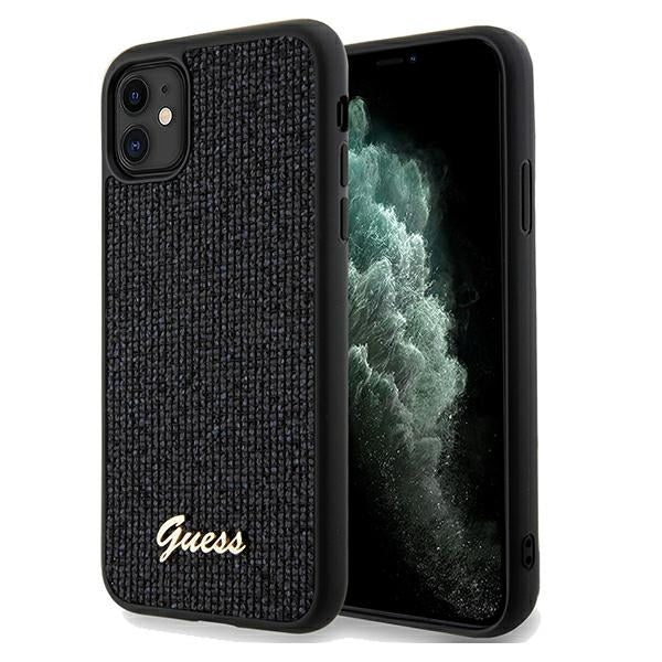Husa Guess Disco Metal Script pentru iPhone 11 / Xr - Negru
