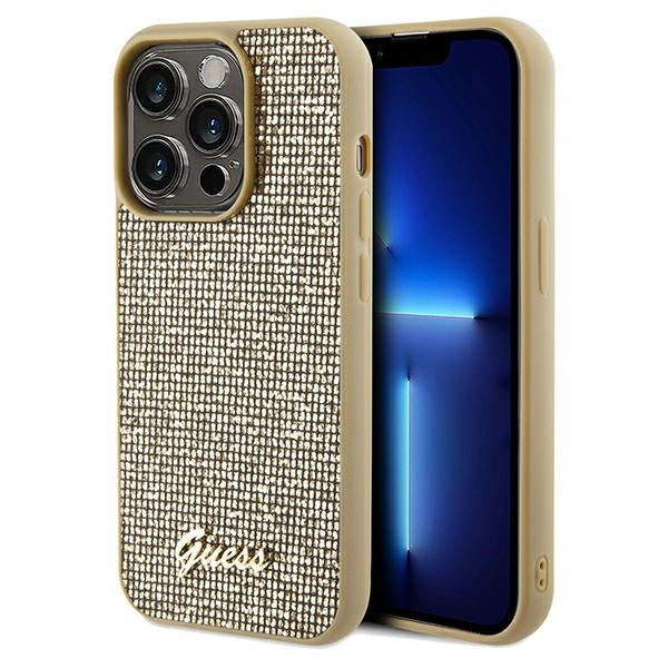 Husa Guess Disco Metal Script pentru iPhone 14 Pro - Auriu