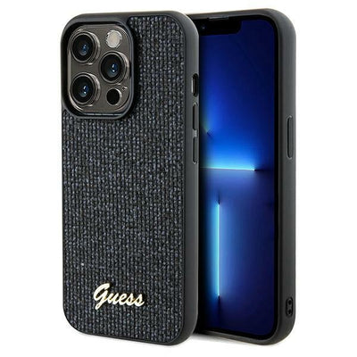 Husa Guess Disco Metal Script pentru iPhone 14 Pro - Negru