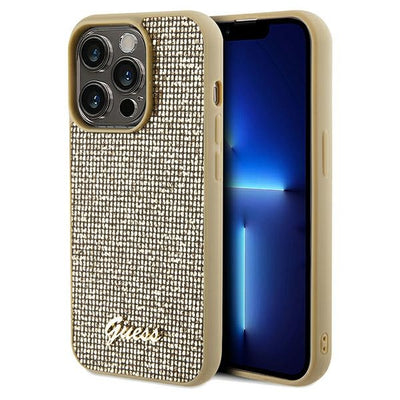 Husa Guess Disco Metal Script pentru iPhone 14 Pro Max - Auriu