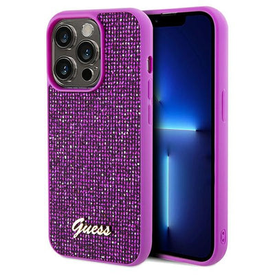 Husa Guess Disco Metal Script pentru iPhone 14 Pro Max - Fuchsia