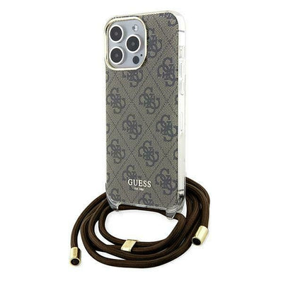 Husa Guess Crossbody Cord 4G Print pentru iPhone 15 Pro - Maro