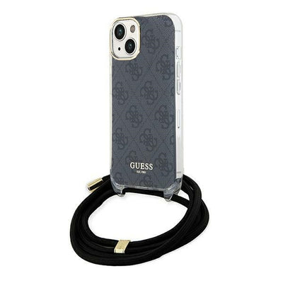 Husa Guess Crossbody Cord 4G Print pentru iPhone 15/14/13 - Negru