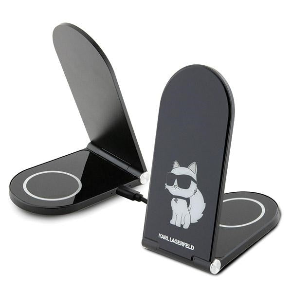 Incarcator Karl Lagerfeld Choupette Magsafe Induction 15W, Foldable 2in1 - Negru