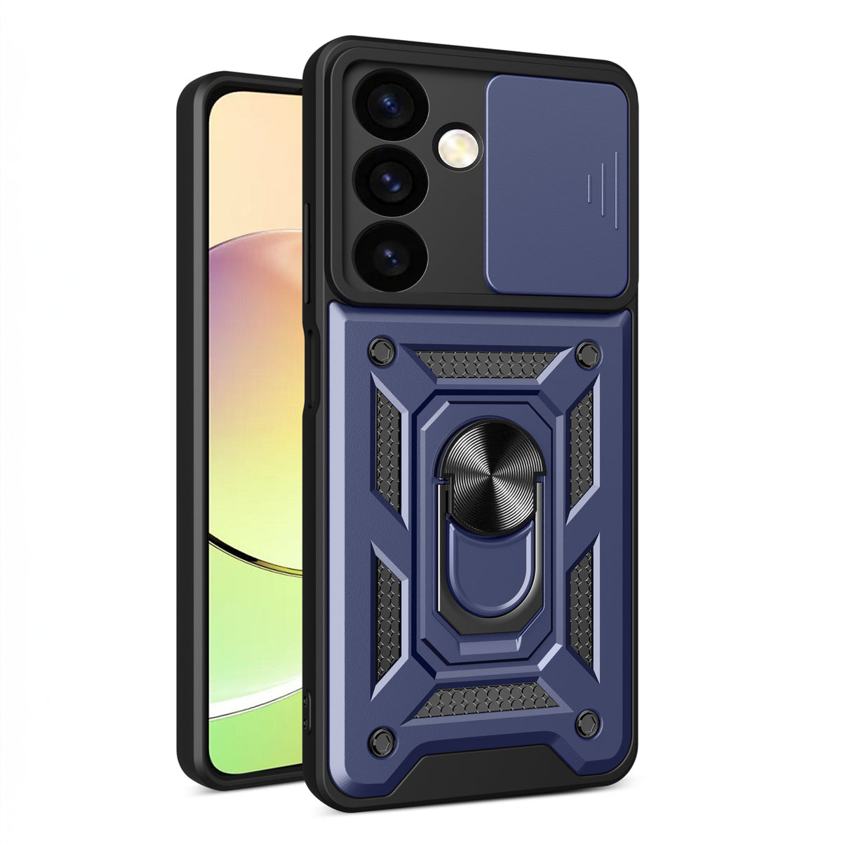 Husa Hybrid Armor Camshield Armored pentru Samsung Galaxy A15 cu Camera Cover - Albastru