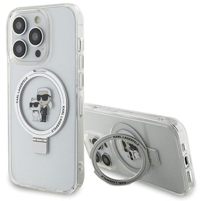 Husa Karl Lagerfeld Ring Stand Karl&Choupette Magsafe pentru iPhone 13 Pro Max - Alb