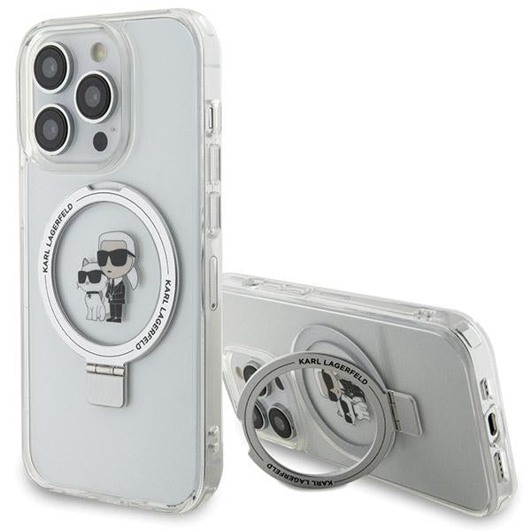 Husa Karl Lagerfeld Ring Stand Karl&Choupette Magsafe pentru iPhone 13 Pro Max - Alb