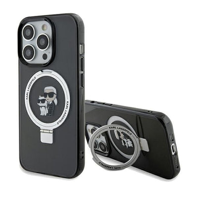 Husa Karl Lagerfeld Ring Stand Karl&Choupette Magsafe pentru iPhone 14 Pro - Negru