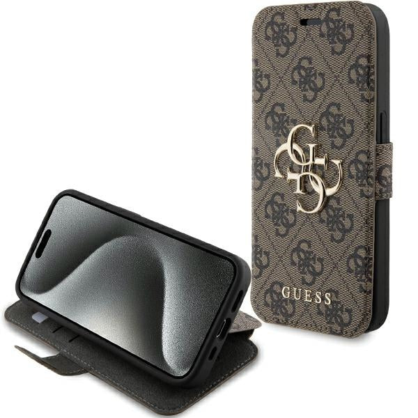 Husa Guess 4G Metal Logo pentru iPhone 15 Pro - Maro