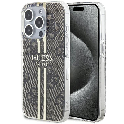 Husa Guess IML 4G Auriu Stripe pentru iPhone 15 Pro - Maro