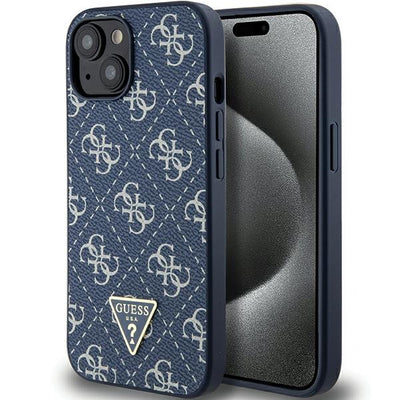 Husa Guess 4G Triangle Metal Logo pentru iPhone 15 Plus / 14 Plus - Albastru