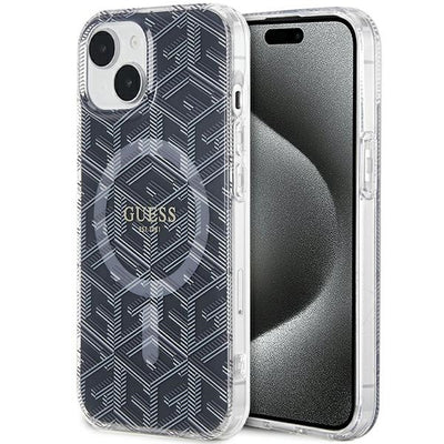 Husa Guess IML Gcube Magsafe pentru iPhone 15 Plus / 14 Plus - Negru