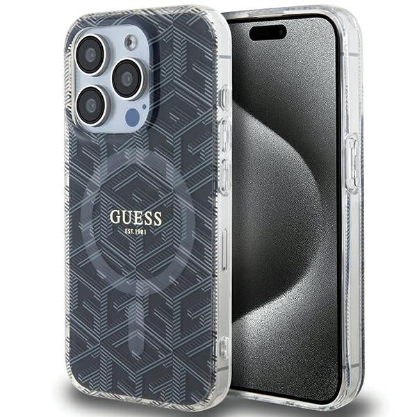 Husa Guess IML Gcube Magsafe pentru iPhone 15 Pro Max - Negru