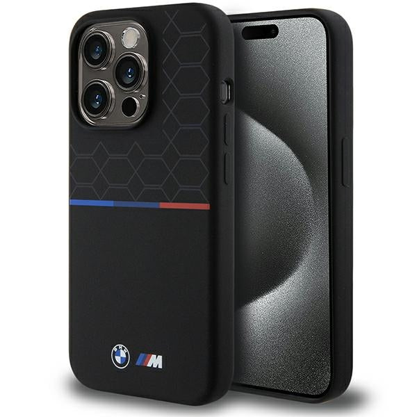Husa BMW M Silicone Pattern Magsafe pentru iPhone 15 Pro - Negru