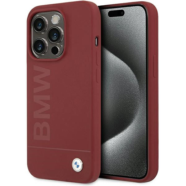 Husa BMW Silicone Big Logo Magsafe pentru iPhone 15 Pro - Rosu