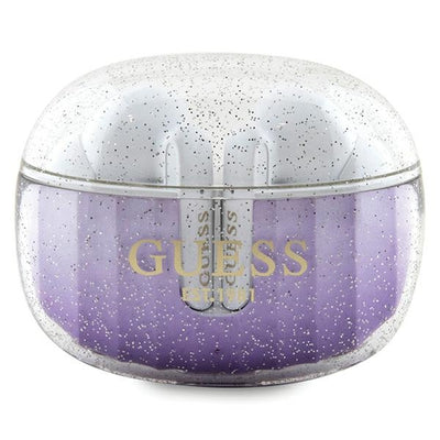 Casti Guess Glitter Gradient TWS Bluetooth cu Docking Station - Mov