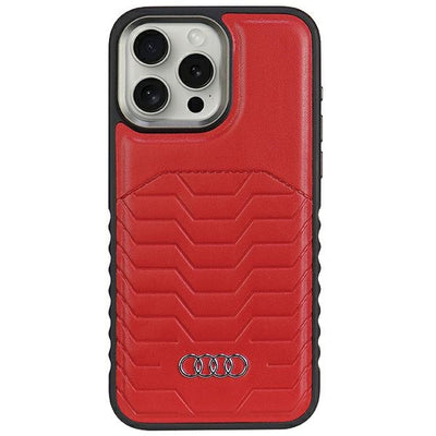 Husa Audi Synthetic Leather cu Magsafe pentru iPhone 14 Pro - Rosu