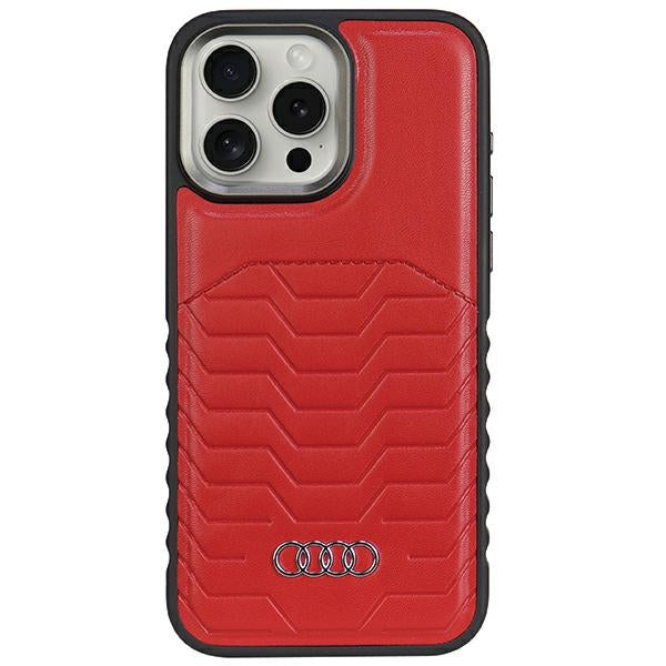 Husa Audi Synthetic Leather cu Magsafe pentru iPhone 15 Pro Max - Rosu