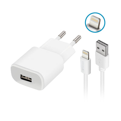 Cablu Forever BKT Tc-01 Incarcator 1x USB 1A Alb + Lightning