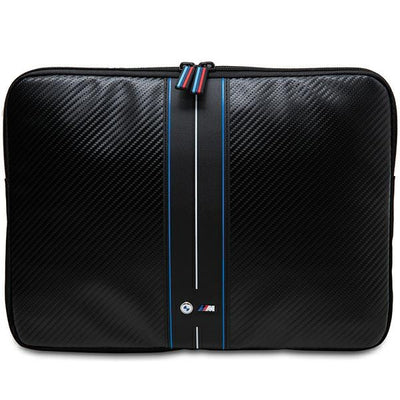 Geanta laptop BMW Carbon & Albastru Stripe 16" - Negru