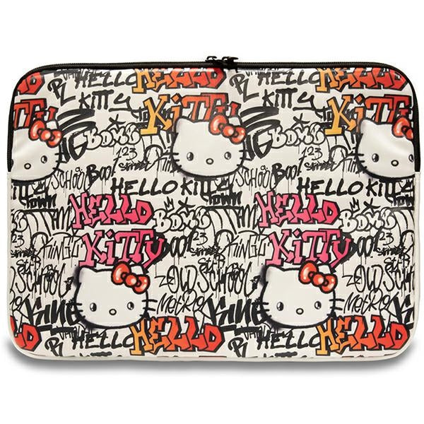 Husa Hello Kitty PU Metal Logo pentru A 14" Laptop - Bej