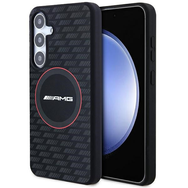 Husa AMG Silicone Carbon Pattern Magsafe pentru Samsung Galaxy S24 - Negru