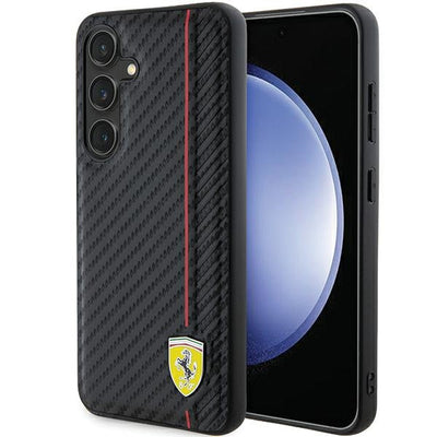 Husa Ferrari Carbon Printed Line pentru Samsung Galaxy S24+ - Negru