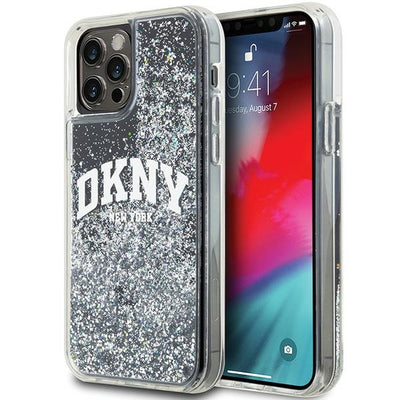 Husa Dkny Liquid Glitter Big Logo iPhone 12 Pro/12 - Negru