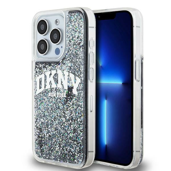Husa Dkny Liquid Glitter Big Logo iPhone 13 Pro / 13 - Negru