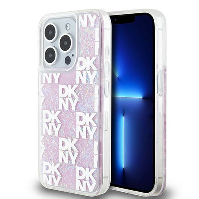Husa Dkny Liquid Glitter Multilogo Na iPhone 15 Pro - Roz