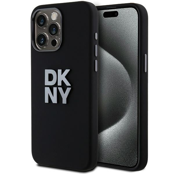 Husa Dkny Liquid Silicone Metal Logo iPhone 15 Pro - Negru