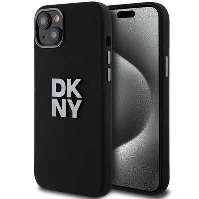 Husa Dkny Liquid Silicone Metal Logo iPhone 15/14/13 - Negru