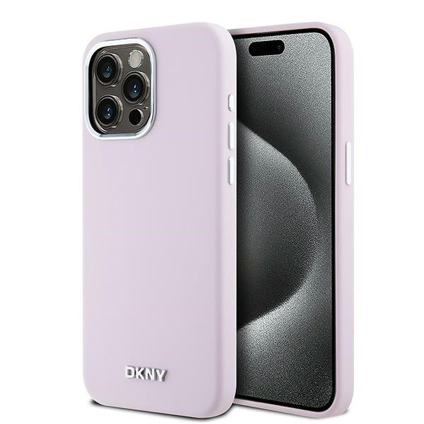 Husa Dkny Liquid Silicone Small Metal Logo Magsafe Na iPhone 14 Pro Max - Roz