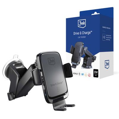 Incarcator 3mk Drive & Charge Car Phone Suport pentru Grille/Window/Cockpit cu Inductive - Negru