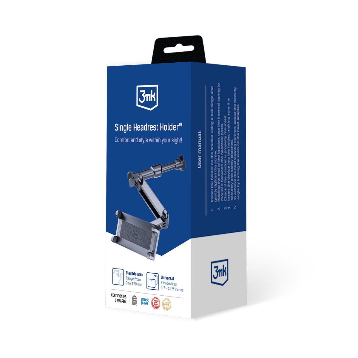 Suport 3mk Single Headrest Car Phone pentru A Single Headrest - Negru