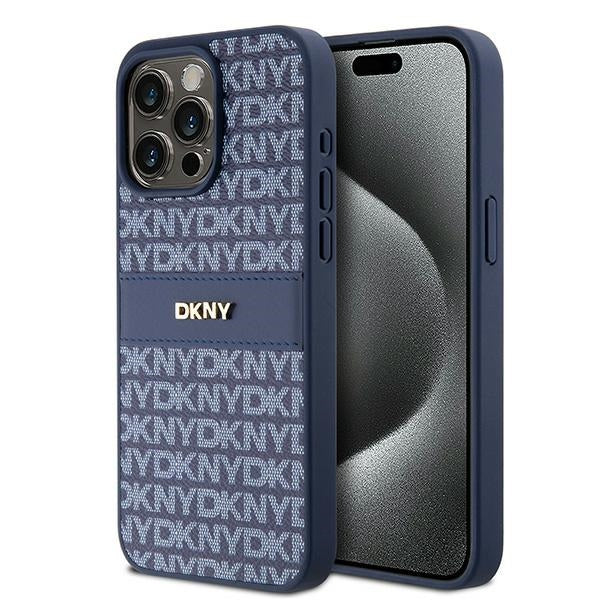 Husa Dkny Leather Mono Stripe & Metal Logo pentru iPhone 15 Pro Max - Albastru