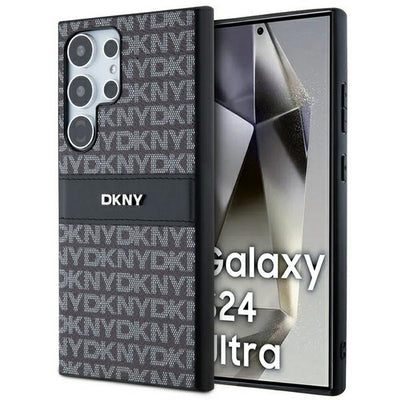 Husa Dkny Leather Mono Stripe & Metal Logo pentru Samsung Galaxy S24 Ultra - Negru