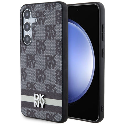 Husa Dkny Leather Checkered Mono Pattern & Printed Stripes pentru Samsung Galaxy S24+ - Negru