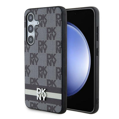 Husa Dkny Leather Checkered Mono Pattern & Printed Stripes pentru Samsung Galaxy S24 - Negru