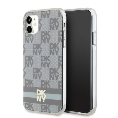 Husa Dkny IML Checkered Mono Pattern & Printed Stripes Magsafe pentru iPhone 11 / Xr - Bej