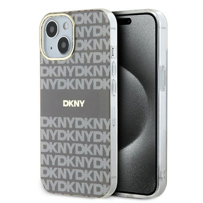 Husa Dkny IML Mono & Stripe Magsafe pentru iPhone 15 / 14 / 13 - Bej