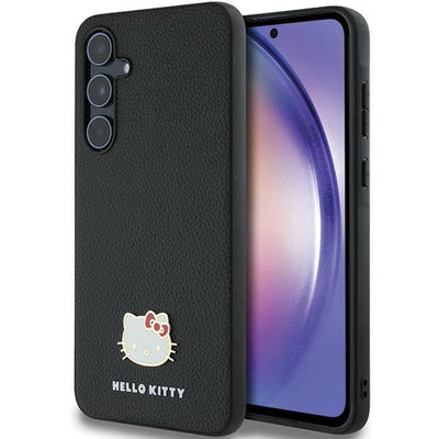 Husa Hello Kitty Metal Logo Kitty Head pentru Samsung Galaxy A55 - Negru