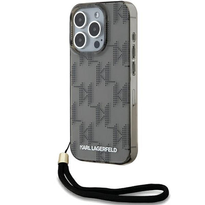 Husa Karl Lagerfeld IML Mono KL Pattern & Cord pentru iPhone 15 Pro - Negru
