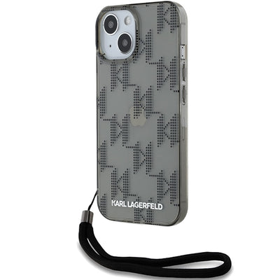 Husa Karl Lagerfeld IML Mono KL Pattern & Cord pentru iPhone 15 / 14 / 13 - Negru